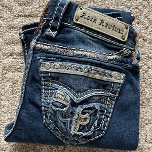 Rock Revival Womens Sz 24R Boot Blue Jeans~SEXY~STRETCH~LOW RISE